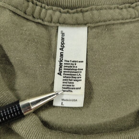 American Veteran Shirt Men's Large Green Military Graphic Crew Neck Short Sleeve - Picture 13 of 14